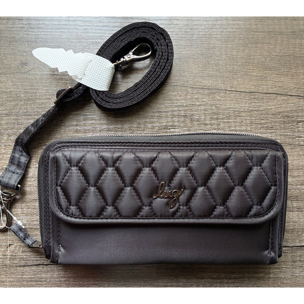 Lug Kickflip SE Black Quilted RFID Crossbody Wallet Convertible Travel Bag NEW